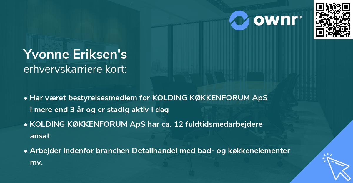Yvonne Eriksen's erhvervskarriere kort
