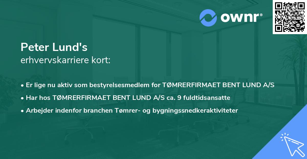 Peter Lund's erhvervskarriere kort