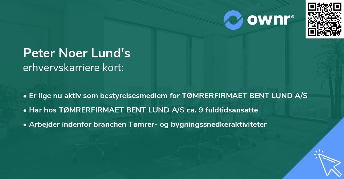 Peter Noer Lund's erhvervskarriere kort