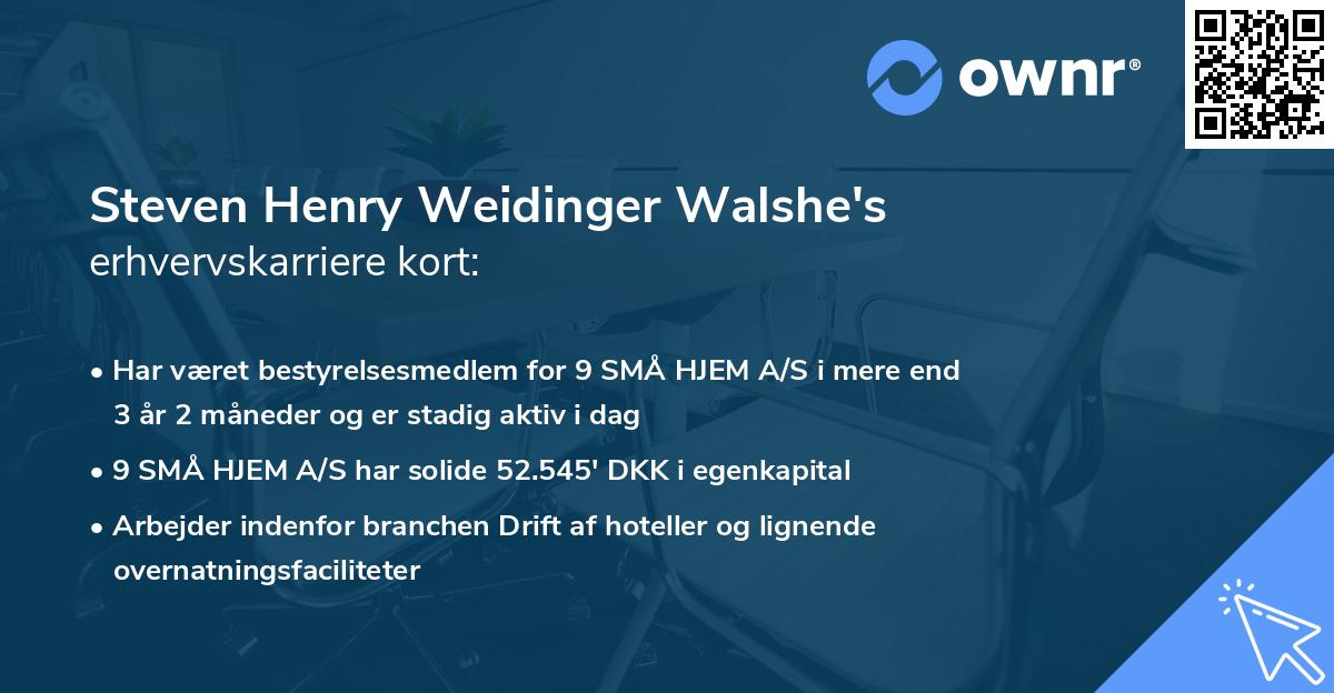 Steven Henry Weidinger Walshe's erhvervskarriere kort