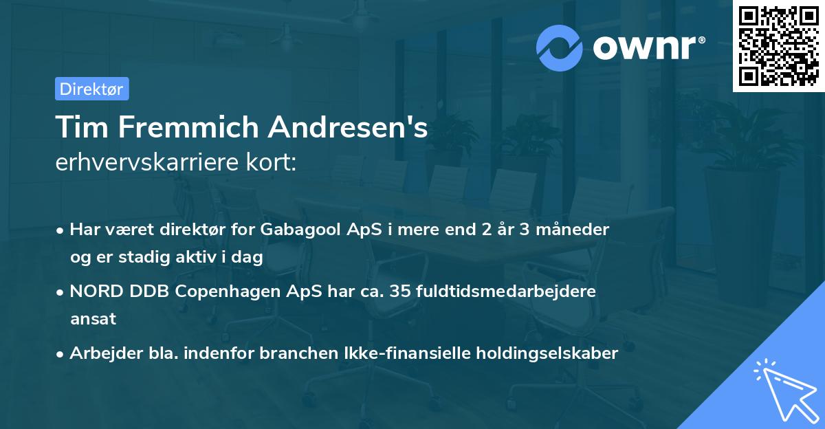 Tim Fremmich Andresen's erhvervskarriere kort