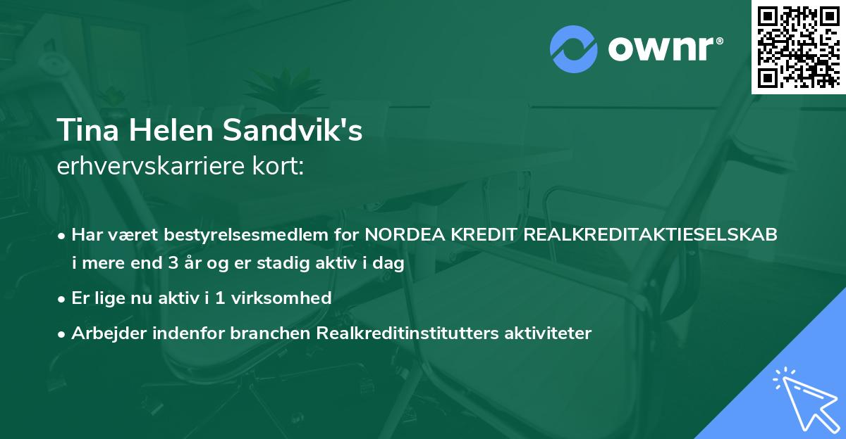 Tina Helen Sandvik's erhvervskarriere kort