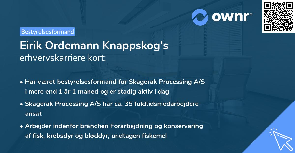 Eirik Ordemann Knappskog's erhvervskarriere kort