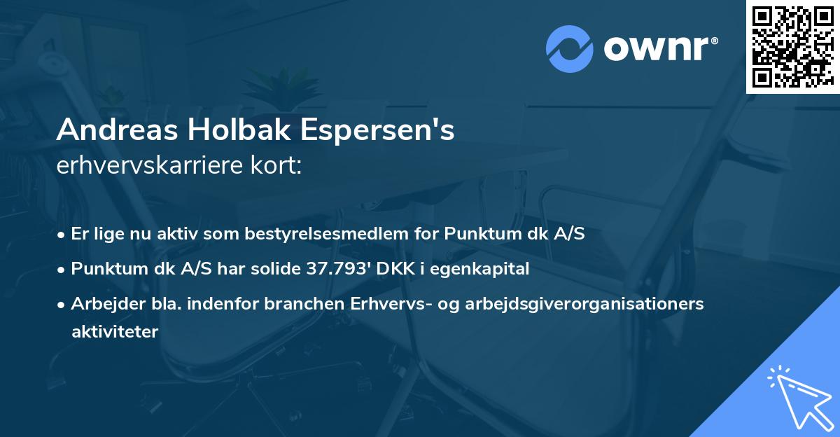 Andreas Holbak Espersen's erhvervskarriere kort