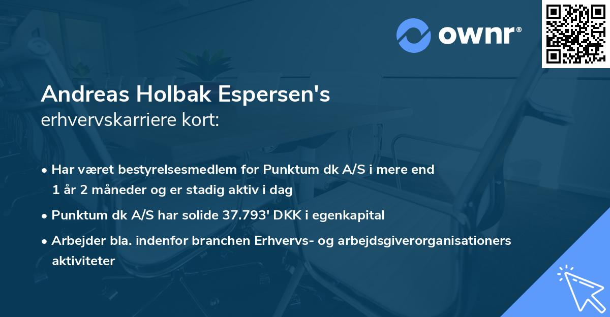 Andreas Holbak Espersen's erhvervskarriere kort