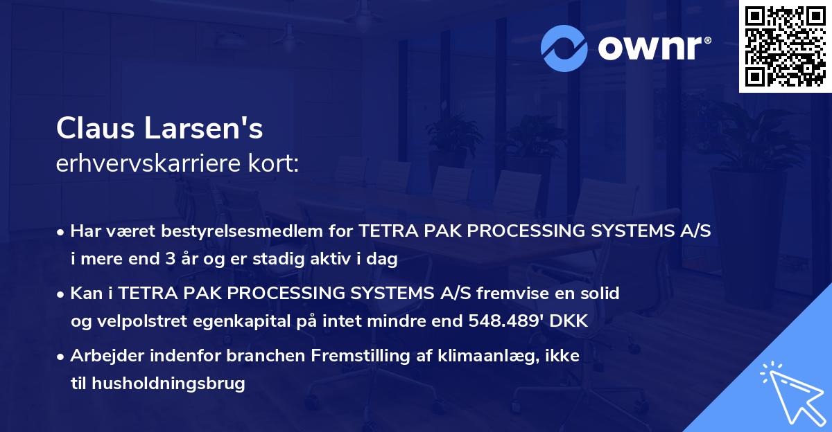 Claus Larsen's erhvervskarriere kort