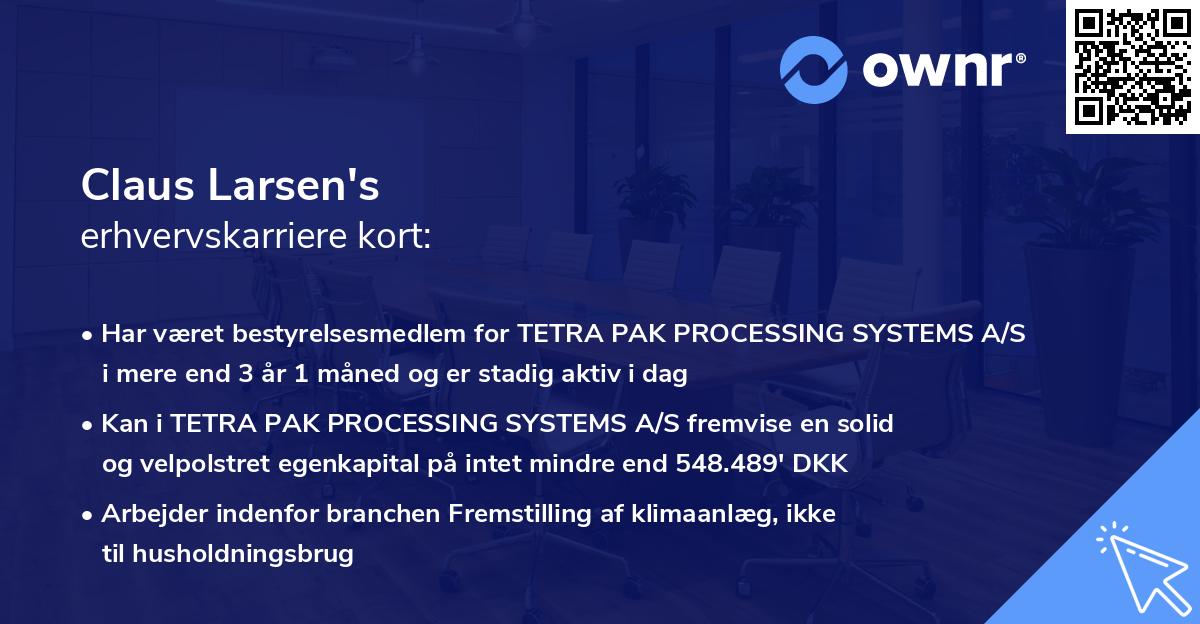 Claus Larsen's erhvervskarriere kort
