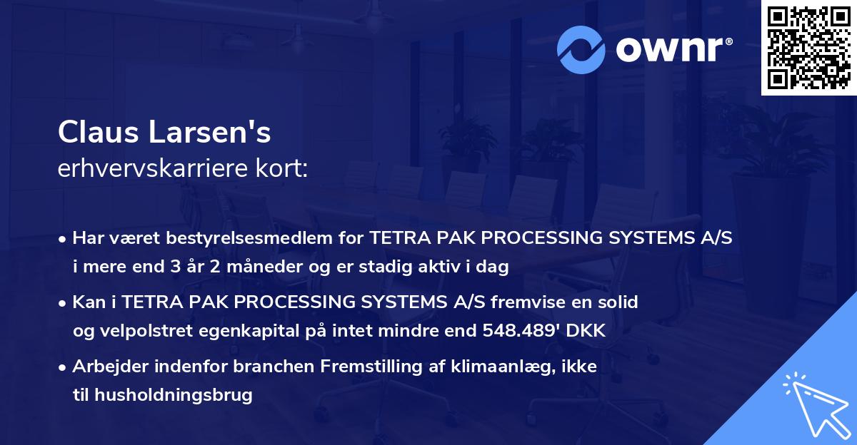 Claus Larsen's erhvervskarriere kort