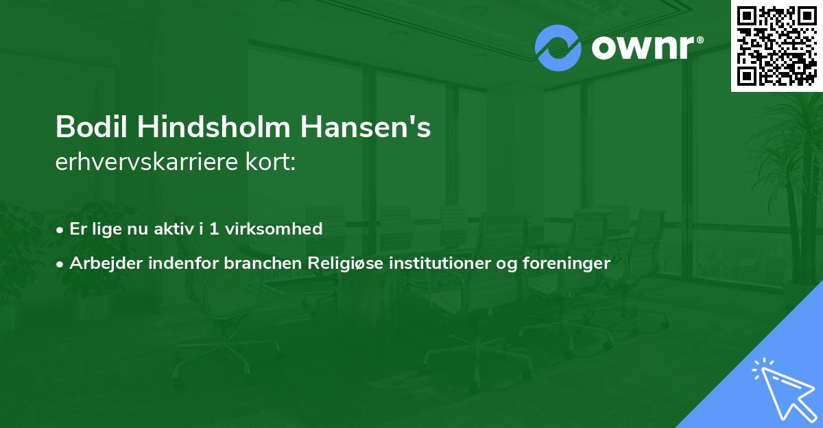 Bodil Hindsholm Hansen's erhvervskarriere kort