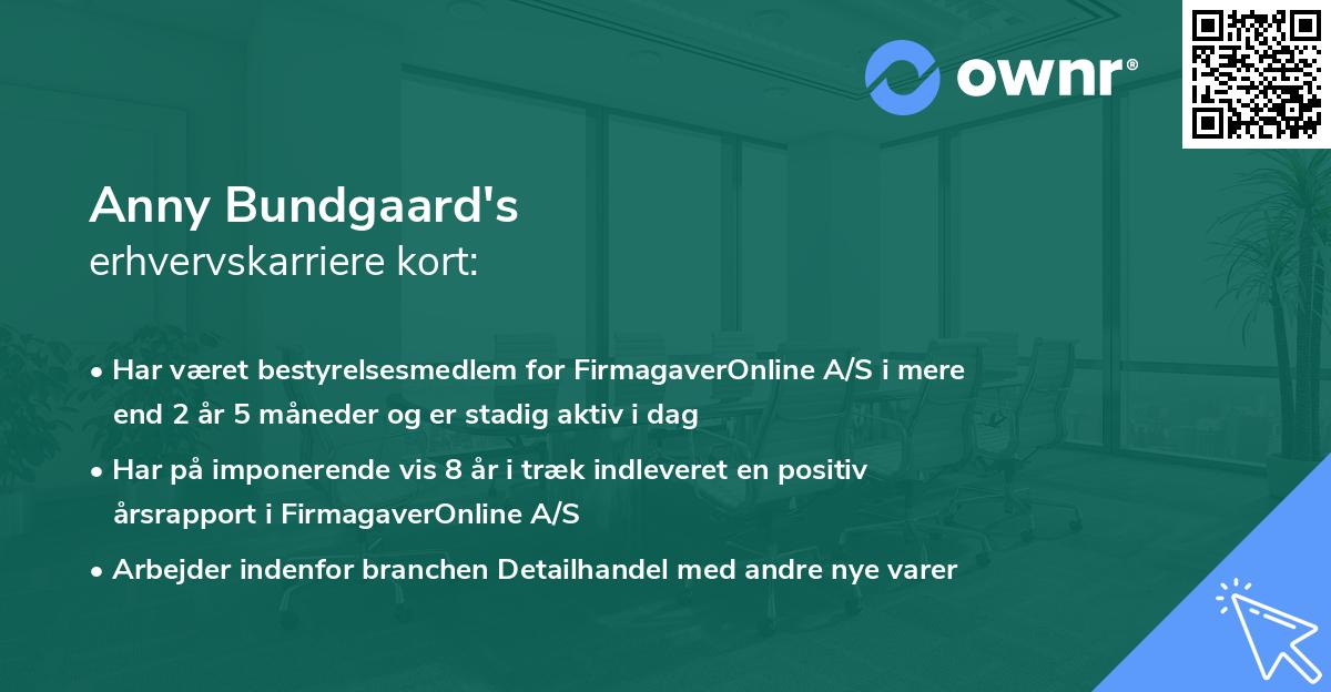 Anny Bundgaard's erhvervskarriere kort