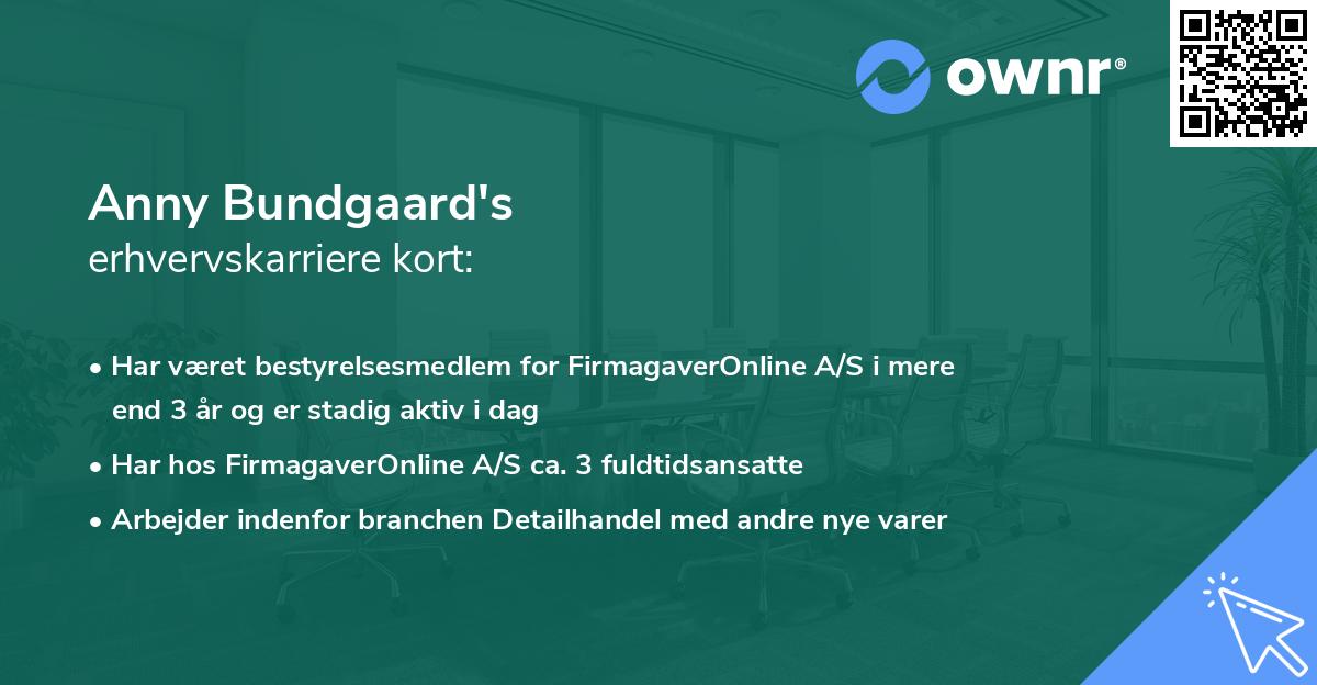 Anny Bundgaard's erhvervskarriere kort
