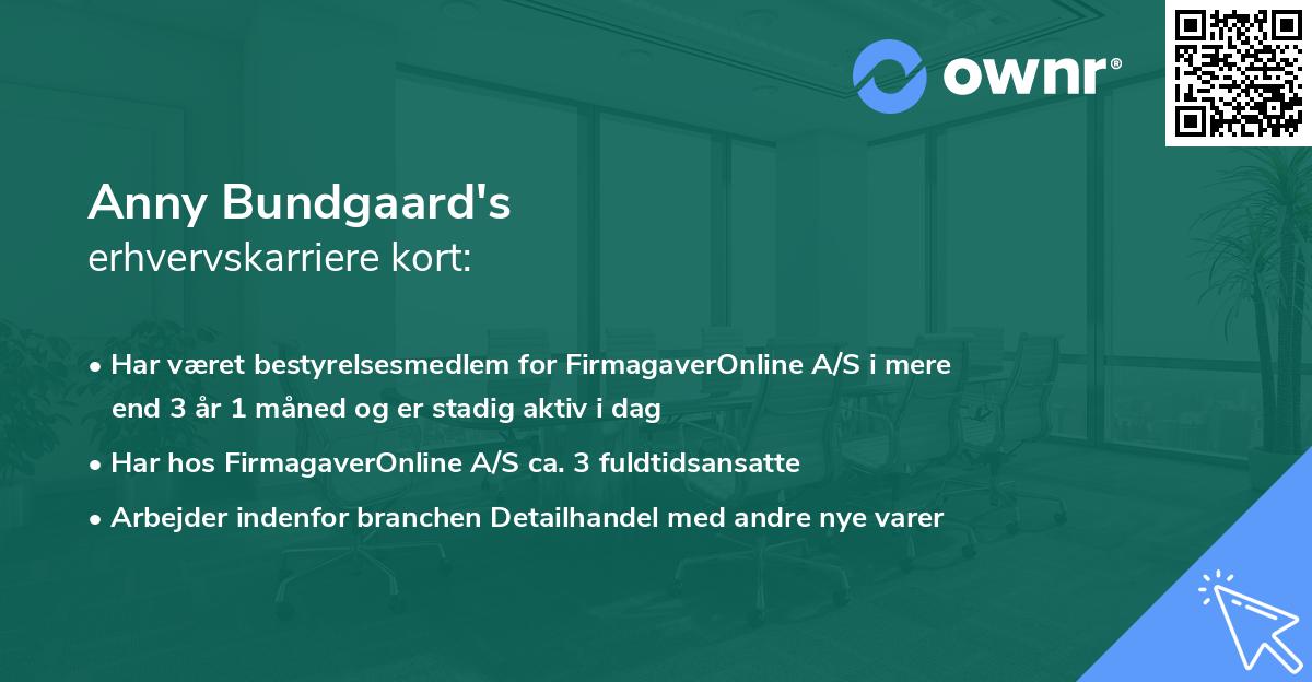 Anny Bundgaard's erhvervskarriere kort