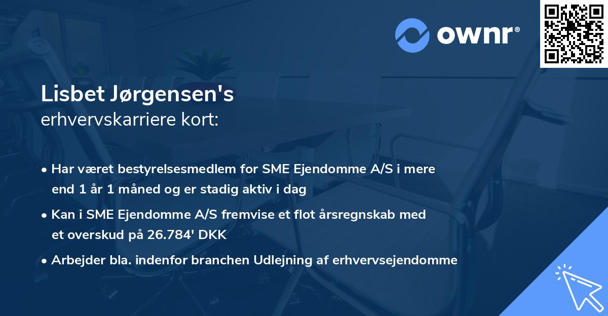 Lisbet Jørgensen's erhvervskarriere kort