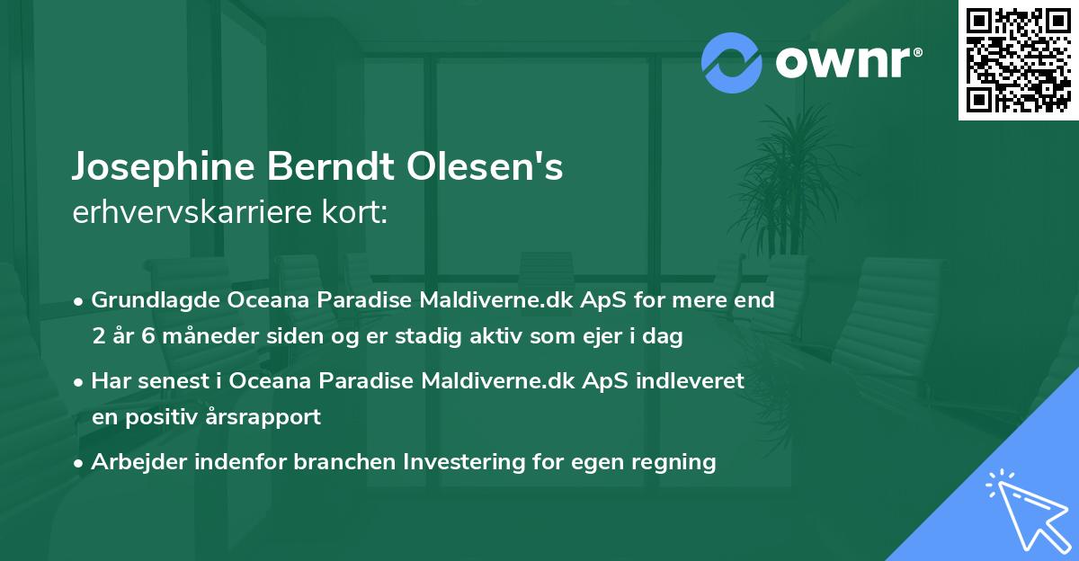 Josephine Berndt Olesen's erhvervskarriere kort