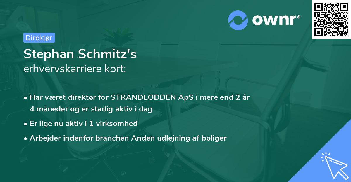 Stephan Schmitz's erhvervskarriere kort