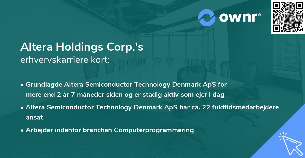 Altera Holdings Corp.'s erhvervskarriere kort