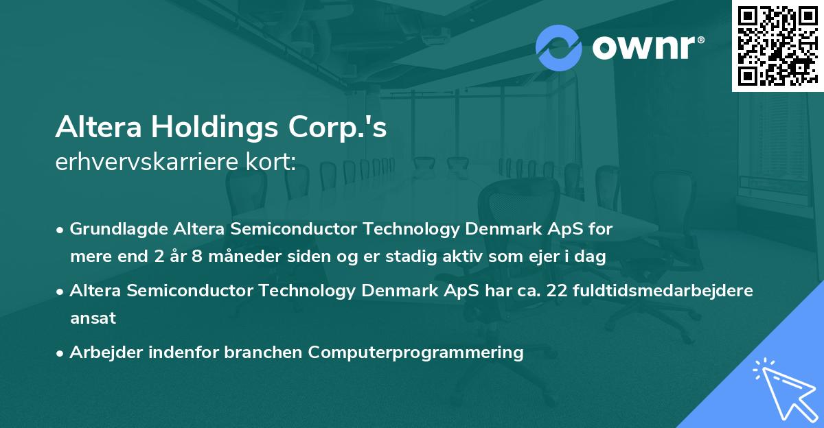 Altera Holdings Corp.'s erhvervskarriere kort
