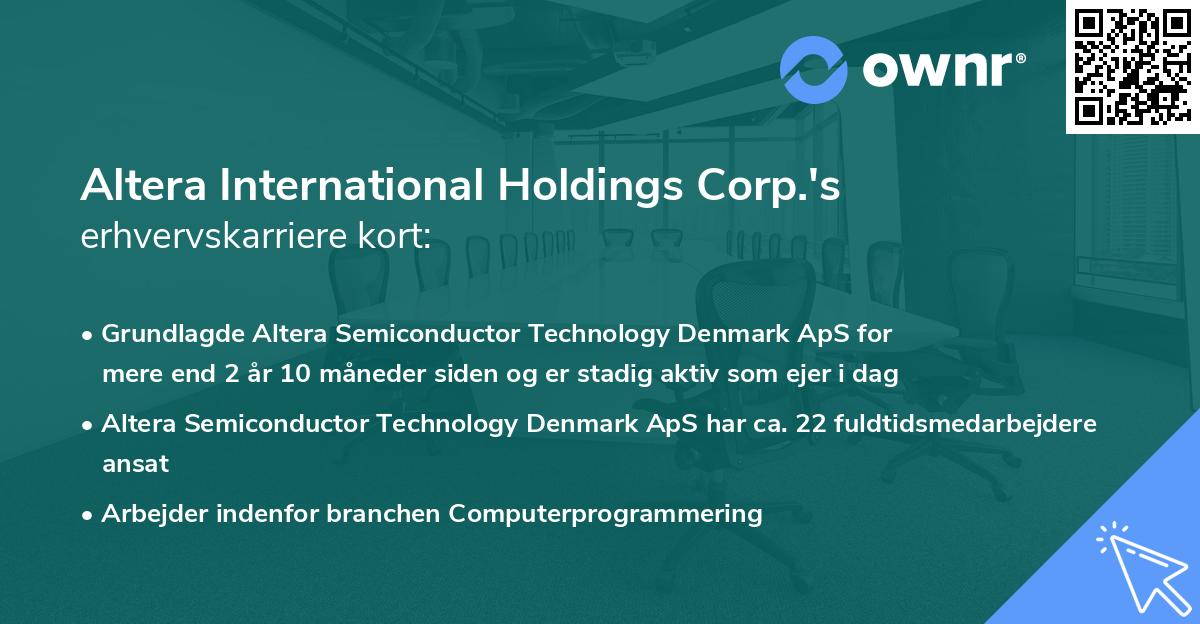 Altera International Holdings Corp.'s erhvervskarriere kort