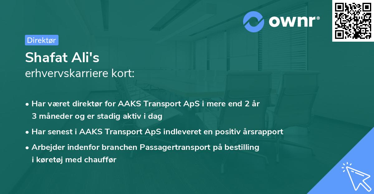 Shafat Ali's erhvervskarriere kort