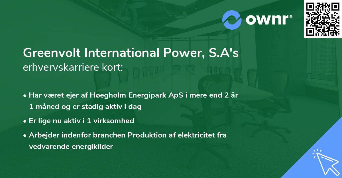 Greenvolt International Power, S.A's erhvervskarriere kort