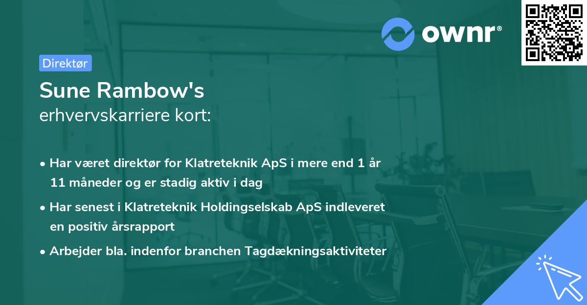 Sune Rambow's erhvervskarriere kort