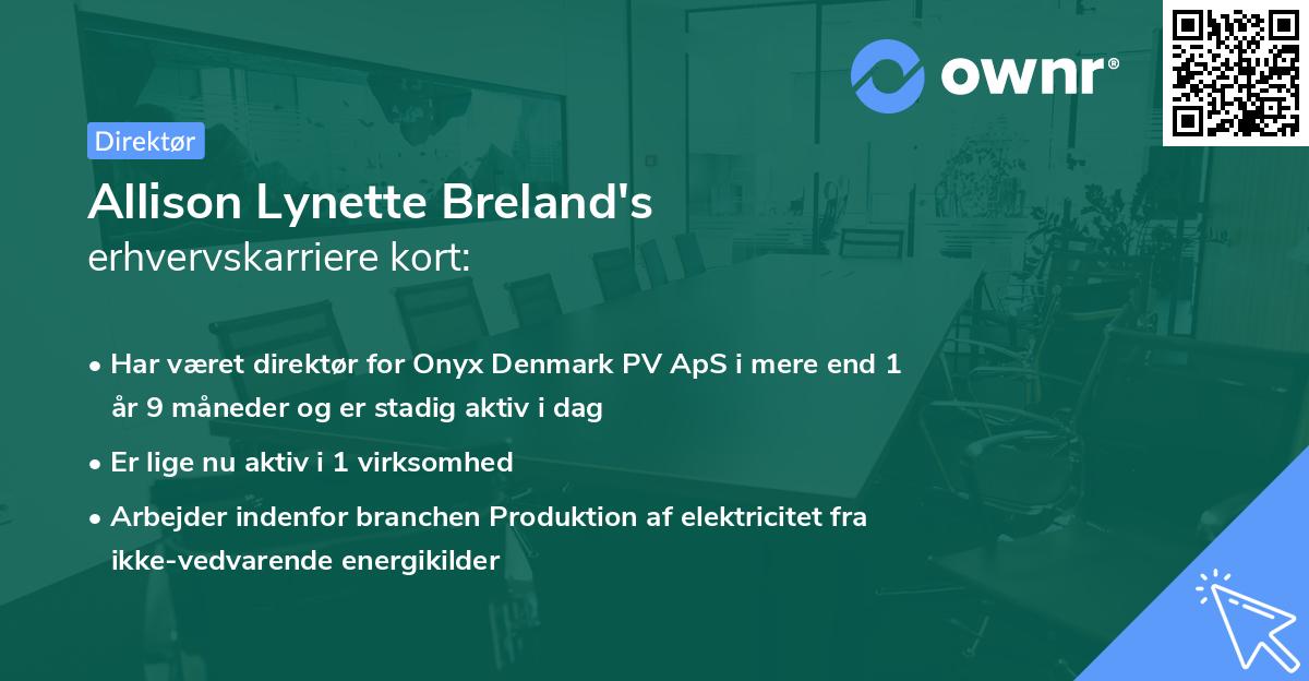 Allison Lynette Breland's erhvervskarriere kort