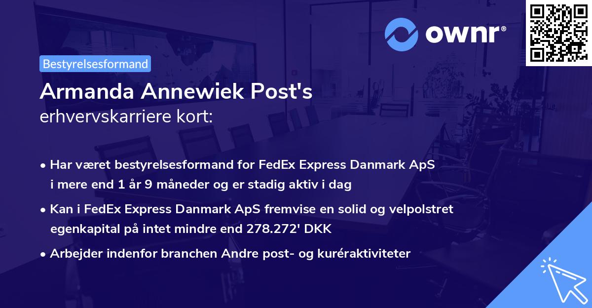 Armanda Annewiek Post's erhvervskarriere kort