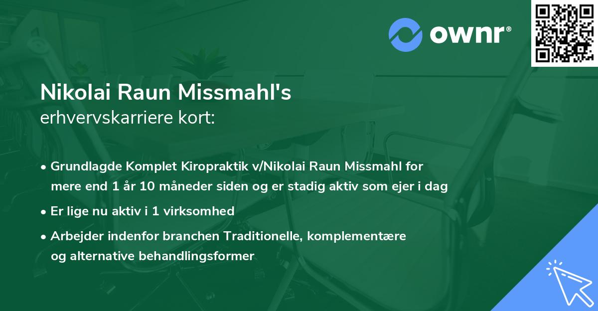 Nikolai Raun Missmahl's erhvervskarriere kort
