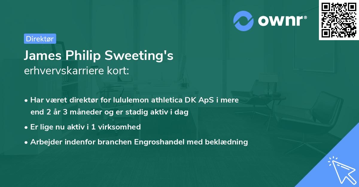 James Philip Sweeting's erhvervskarriere kort