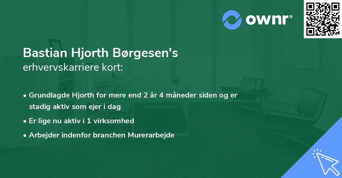 Bastian Hjorth Børgesen's erhvervskarriere kort
