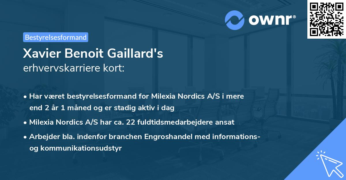 Xavier Benoit Gaillard's erhvervskarriere kort