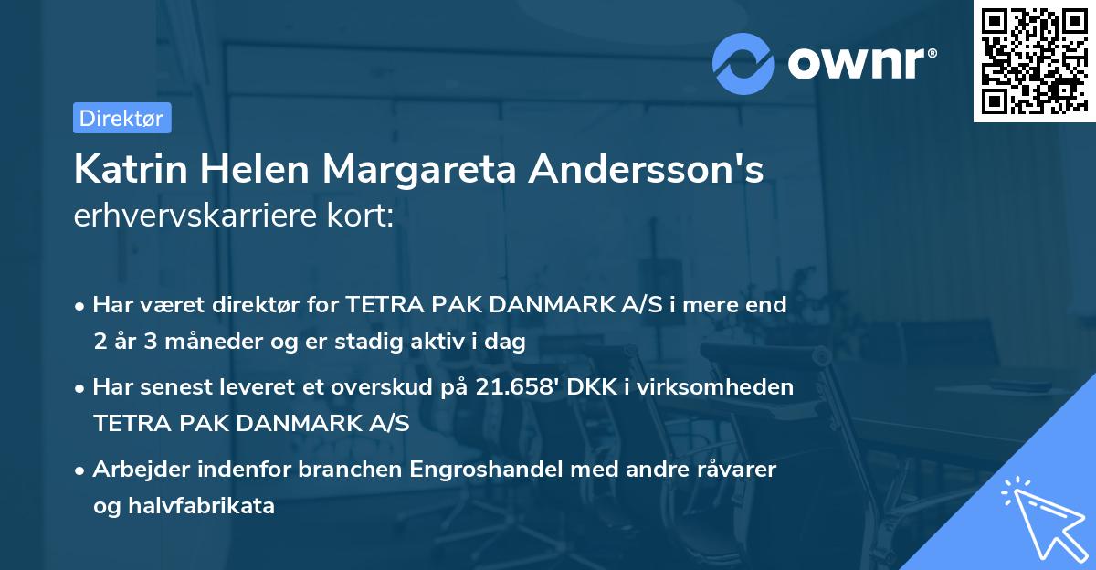 Katrin Helen Margareta Andersson's erhvervskarriere kort