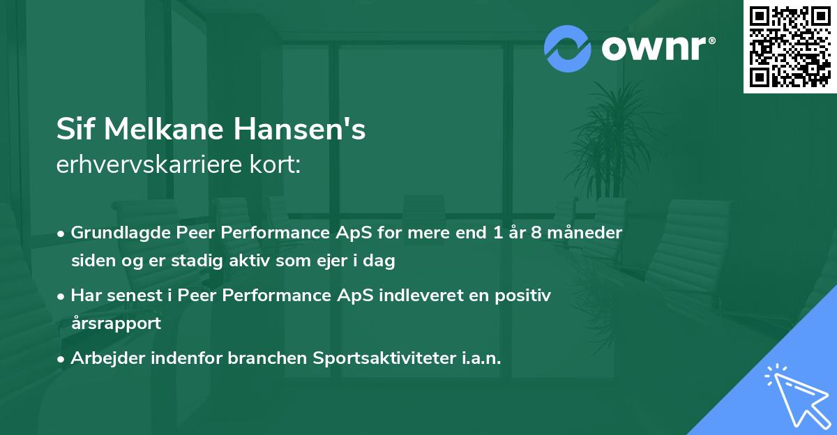 Sif Melkane Hansen's erhvervskarriere kort
