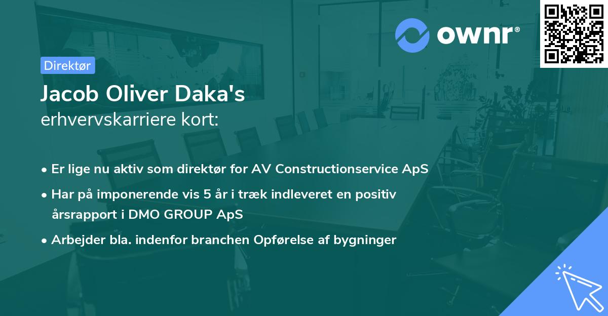 Jacob Oliver Daka's erhvervskarriere kort
