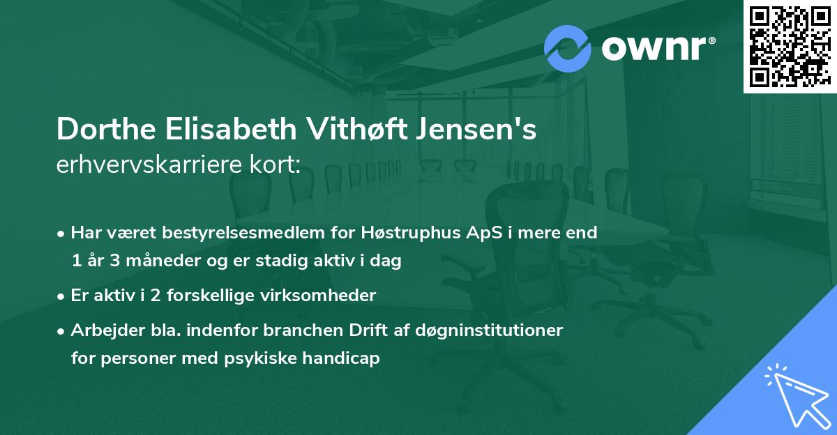 Dorthe Elisabeth Vithøft Jensen's erhvervskarriere kort