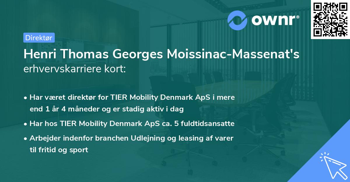 Henri Thomas Georges Moissinac-Massenat's erhvervskarriere kort