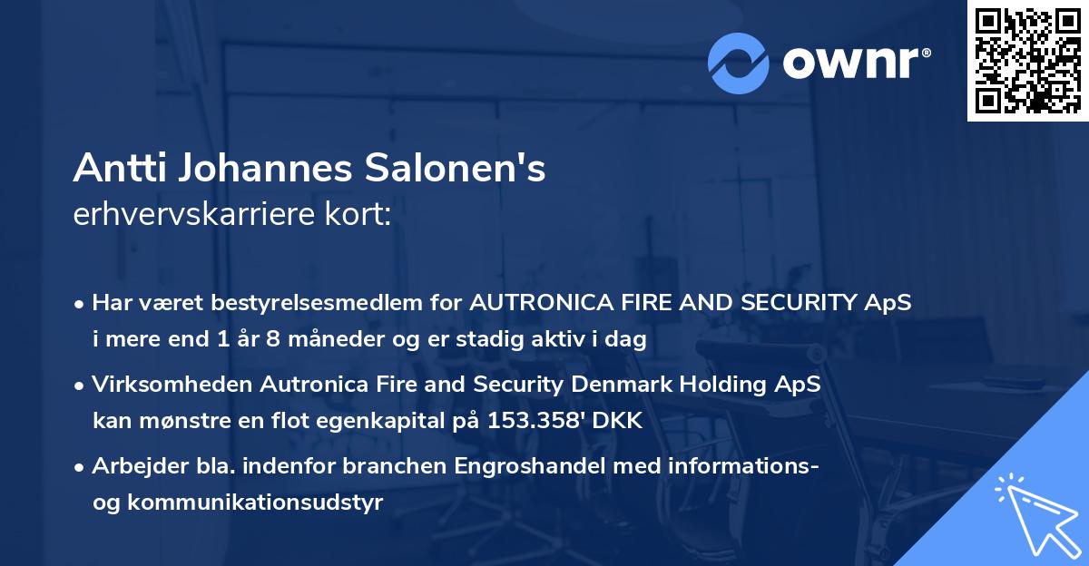 Antti Johannes Salonen's erhvervskarriere kort