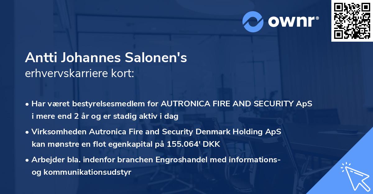 Antti Johannes Salonen's erhvervskarriere kort