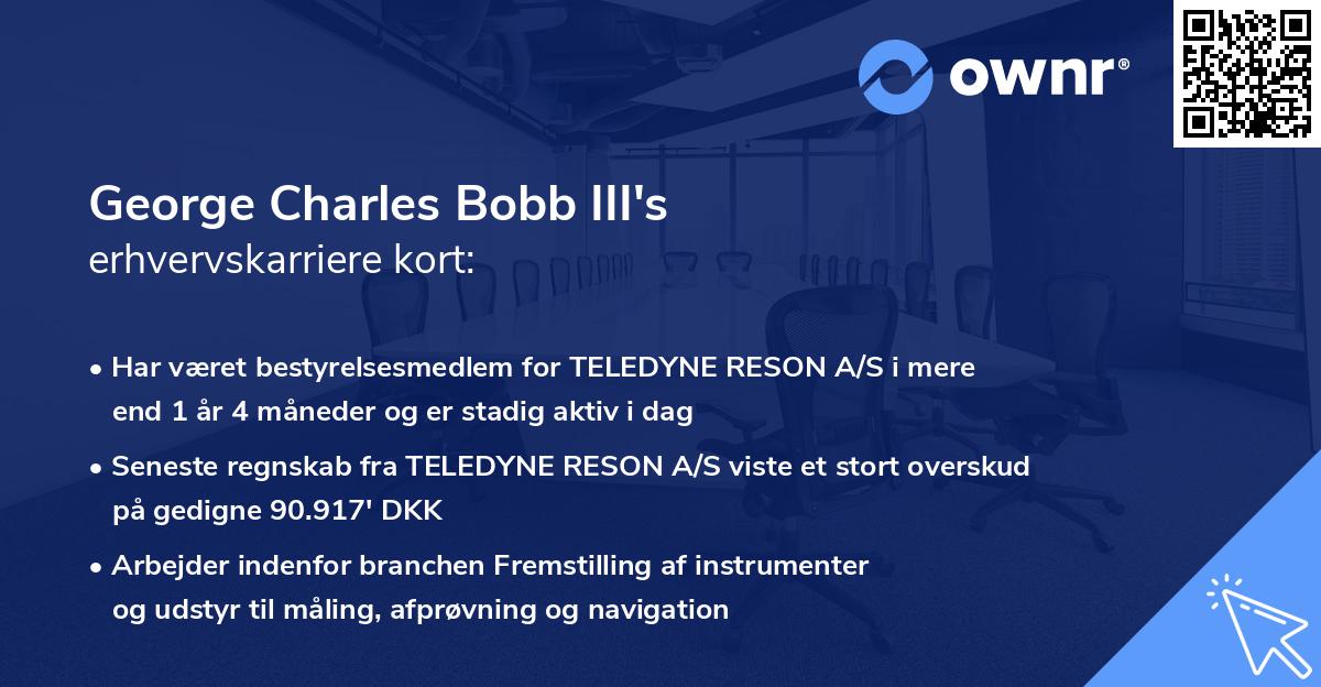 George Charles Bobb III's erhvervskarriere kort