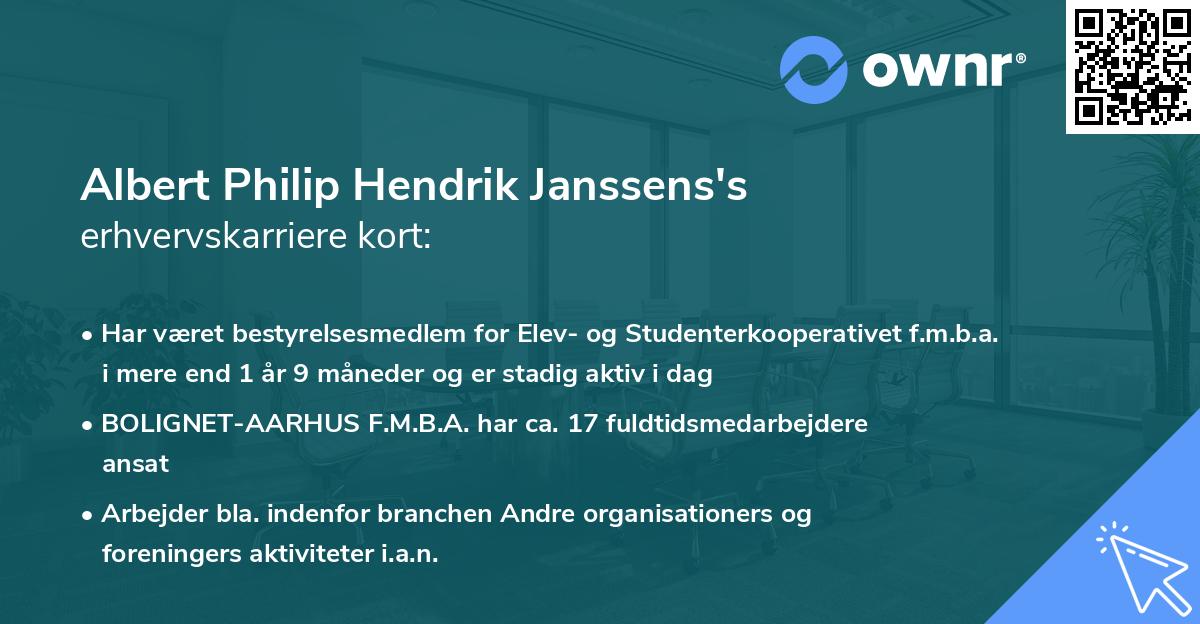 Albert Philip Hendrik Janssens's erhvervskarriere kort