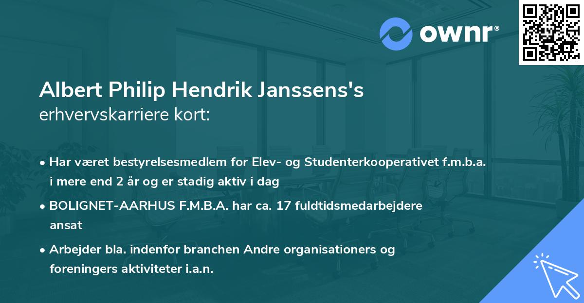 Albert Philip Hendrik Janssens's erhvervskarriere kort