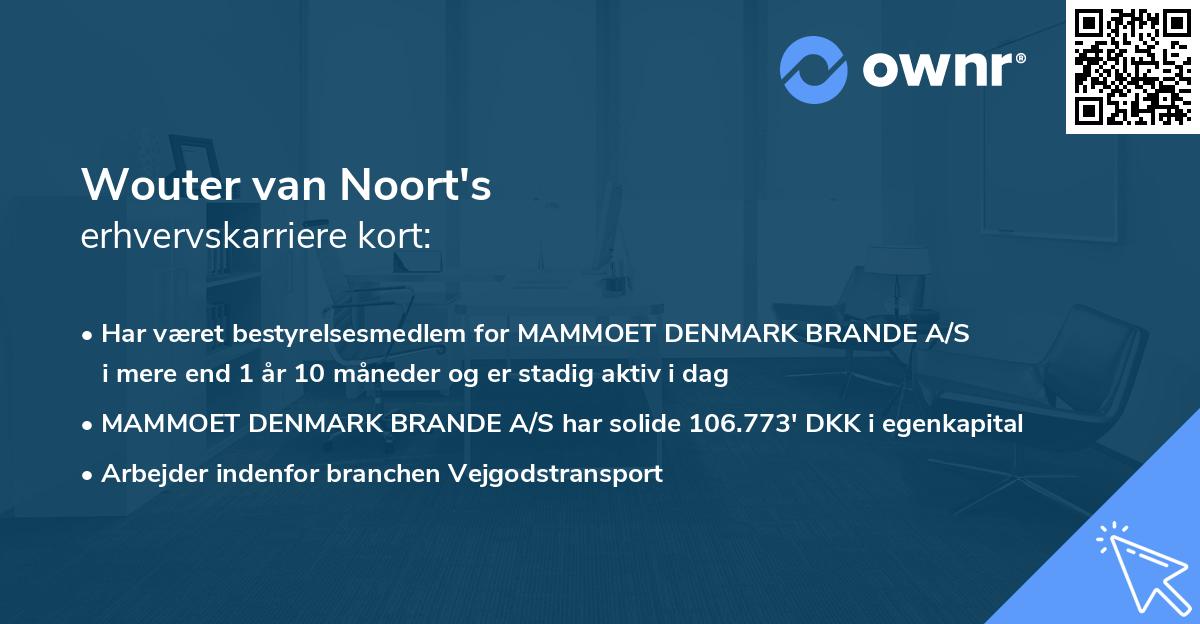 Wouter van Noort's erhvervskarriere kort