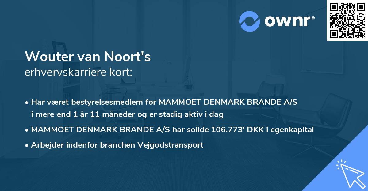 Wouter van Noort's erhvervskarriere kort