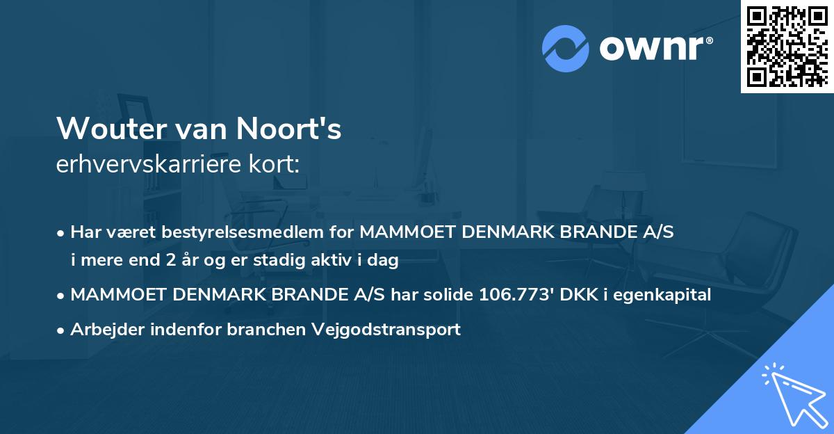 Wouter van Noort's erhvervskarriere kort