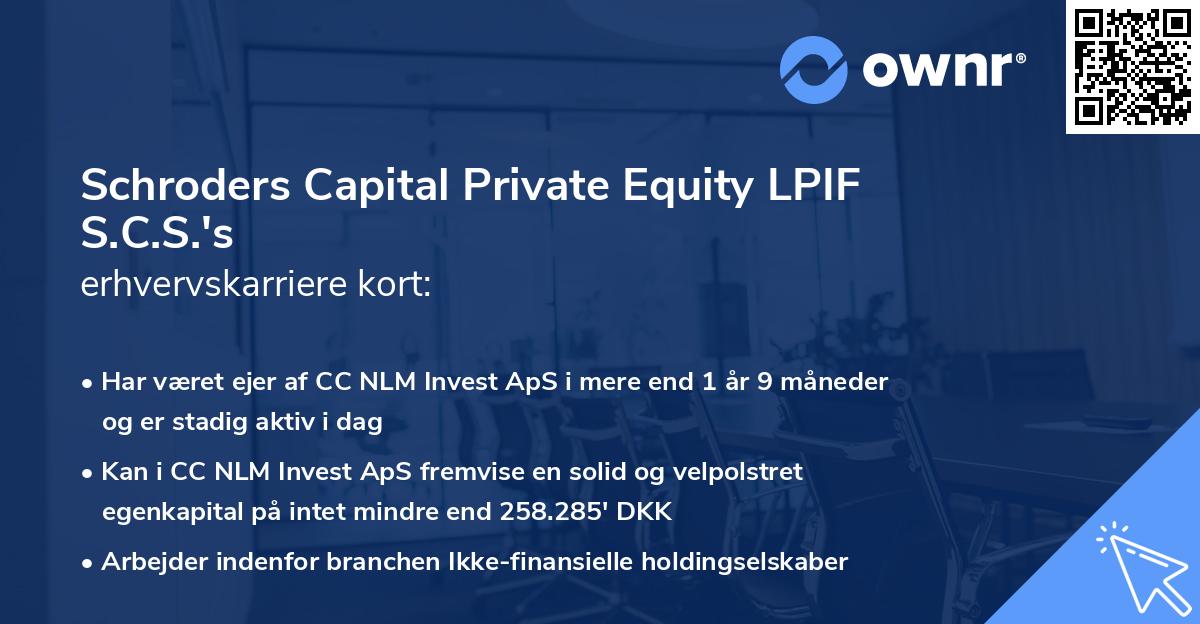 Schroders Capital Private Equity LPIF S.C.S.'s erhvervskarriere kort