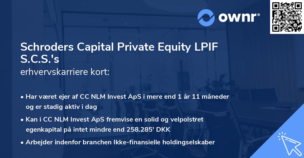 Schroders Capital Private Equity LPIF S.C.S.'s erhvervskarriere kort