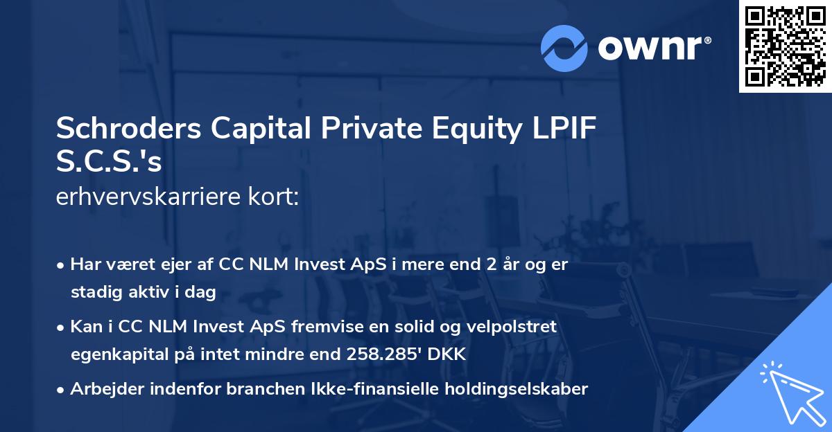 Schroders Capital Private Equity LPIF S.C.S.'s erhvervskarriere kort