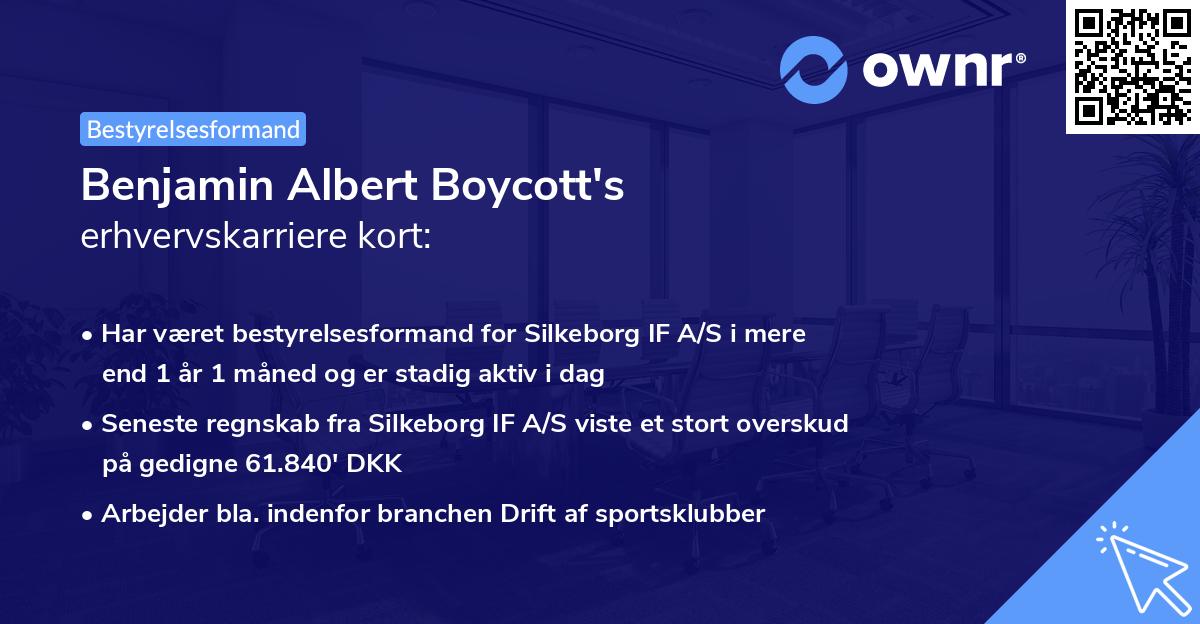 Benjamin Albert Boycott's erhvervskarriere kort