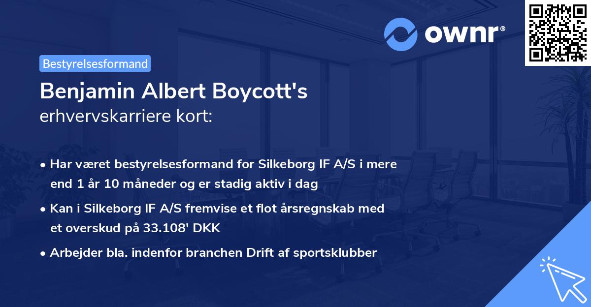 Benjamin Albert Boycott's erhvervskarriere kort