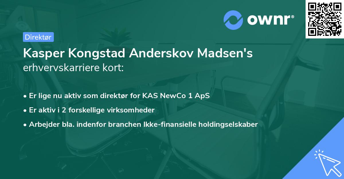 Kasper Kongstad Anderskov Madsen's erhvervskarriere kort